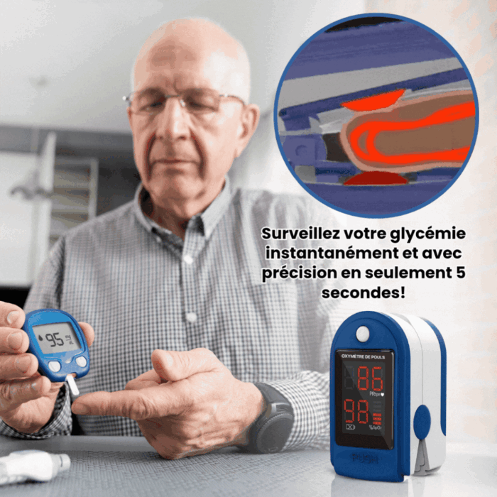 GlucoClick™ Oxymètre de pouls | Gérez votre diabète 24h/24, sans aiguilles!